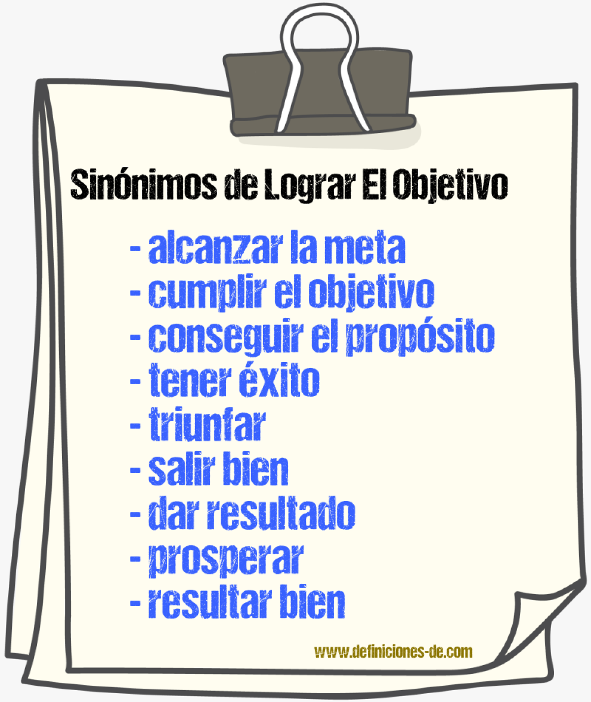 Sinónimos de lograr el objetivo