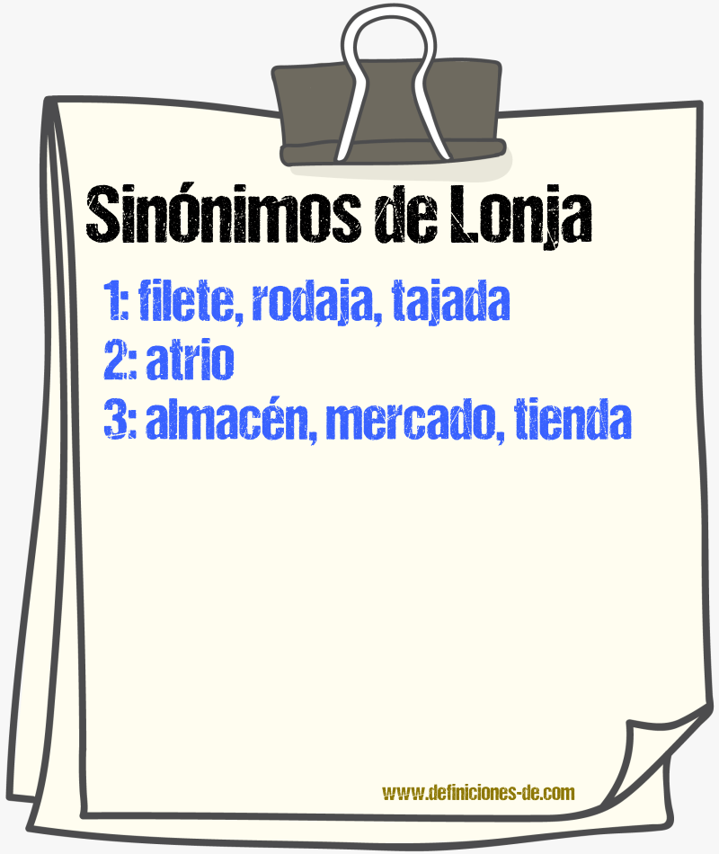 Sinnimos de lonja