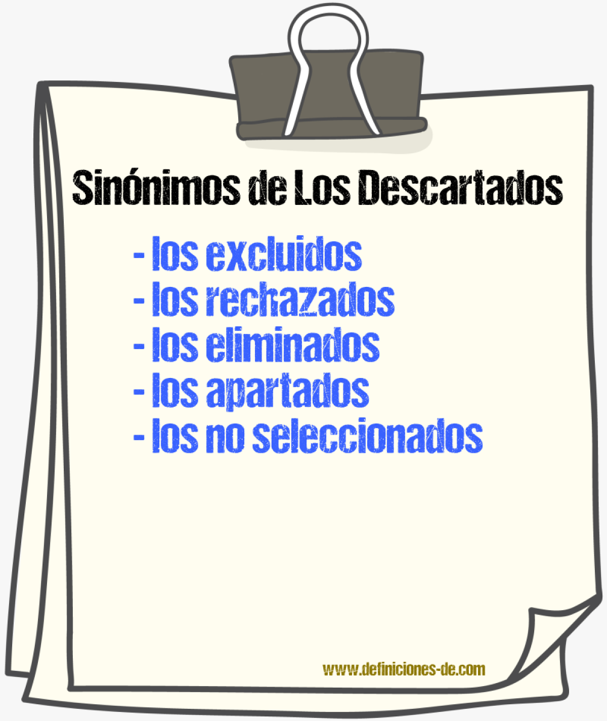Sinónimos de los descartados