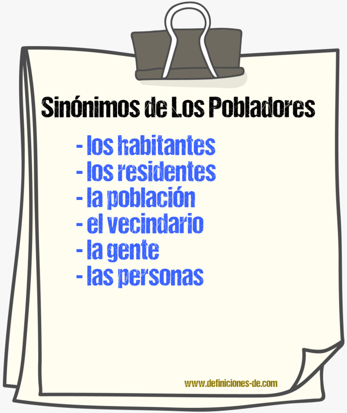 Sinónimos de los pobladores