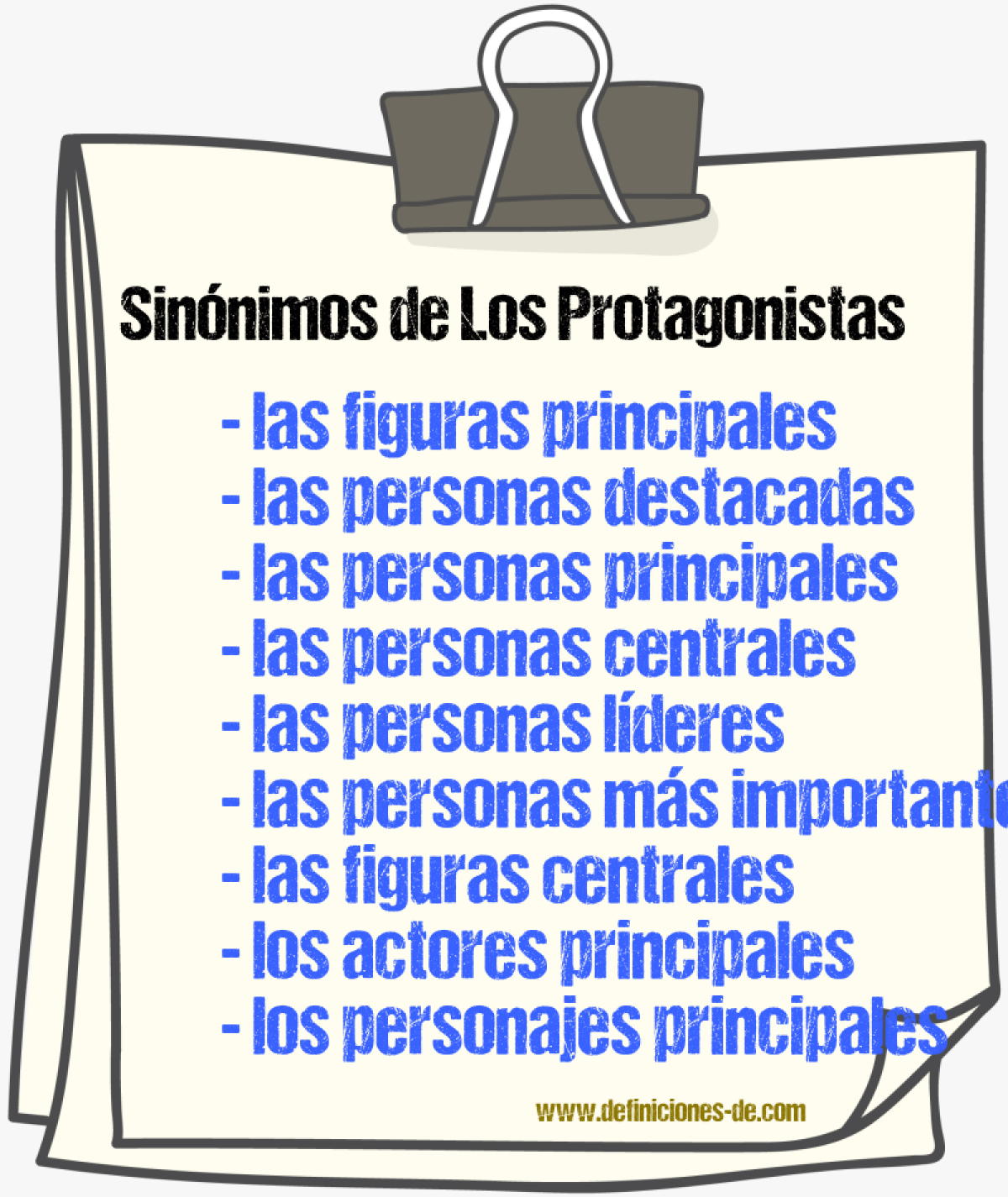 Sinónimos de los protagonistas