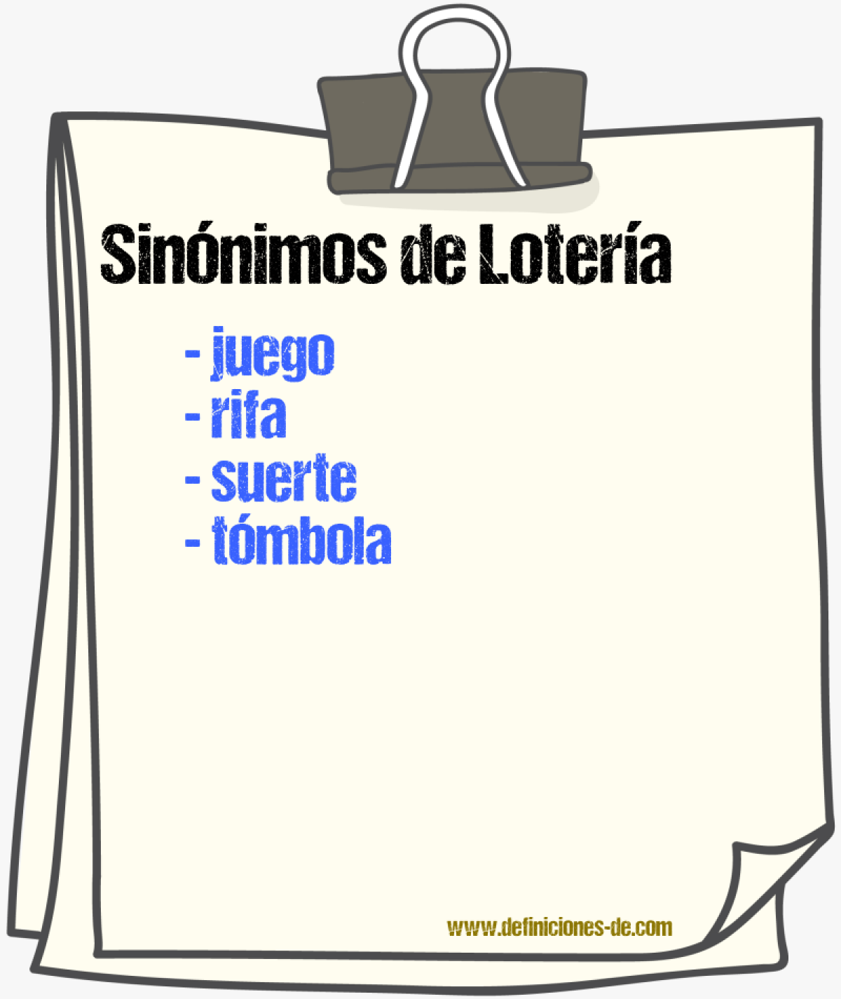 Sinnimos de lotera