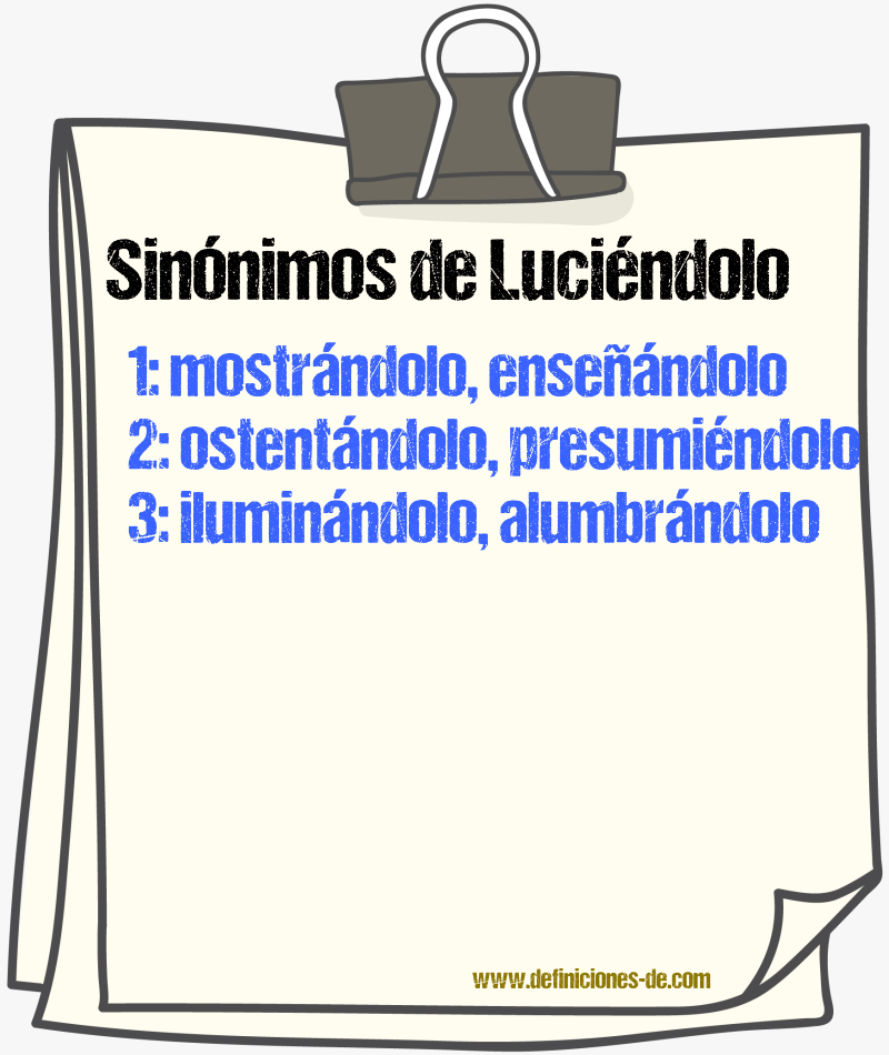 Sinónimos de luciéndolo