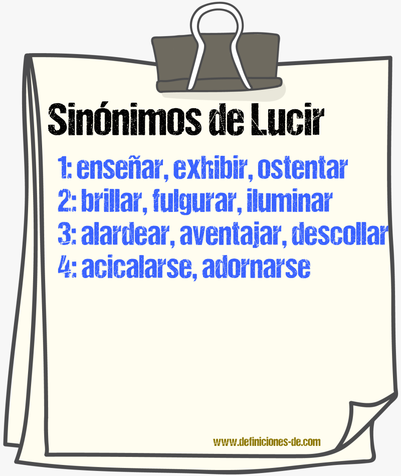 Sinnimos de lucir