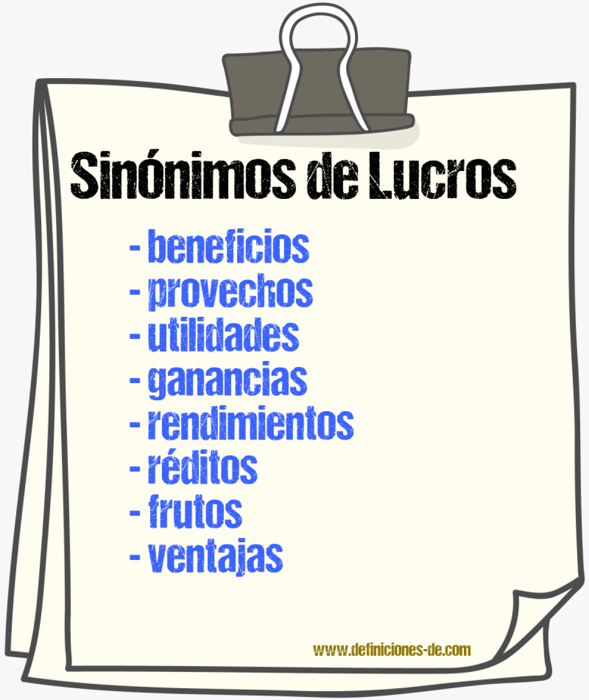 Sinónimos de lucros