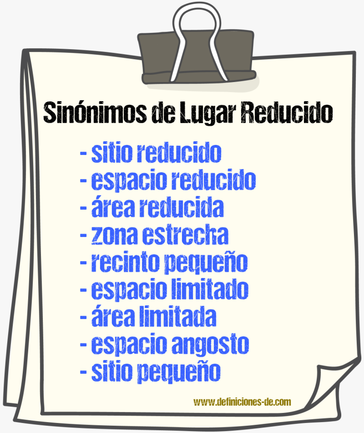 Sinónimos de lugar reducido