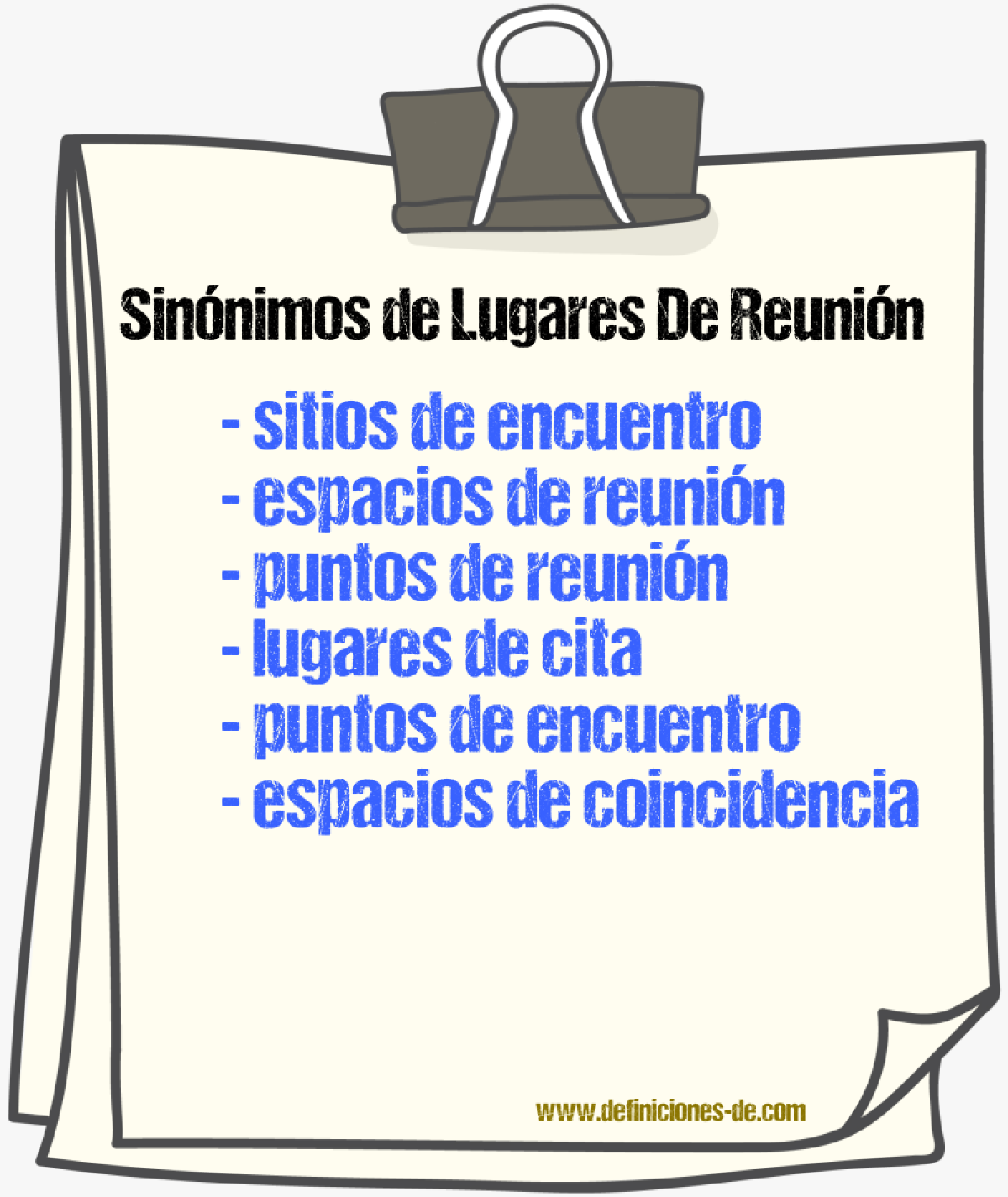 Sinónimos de lugares de reunión