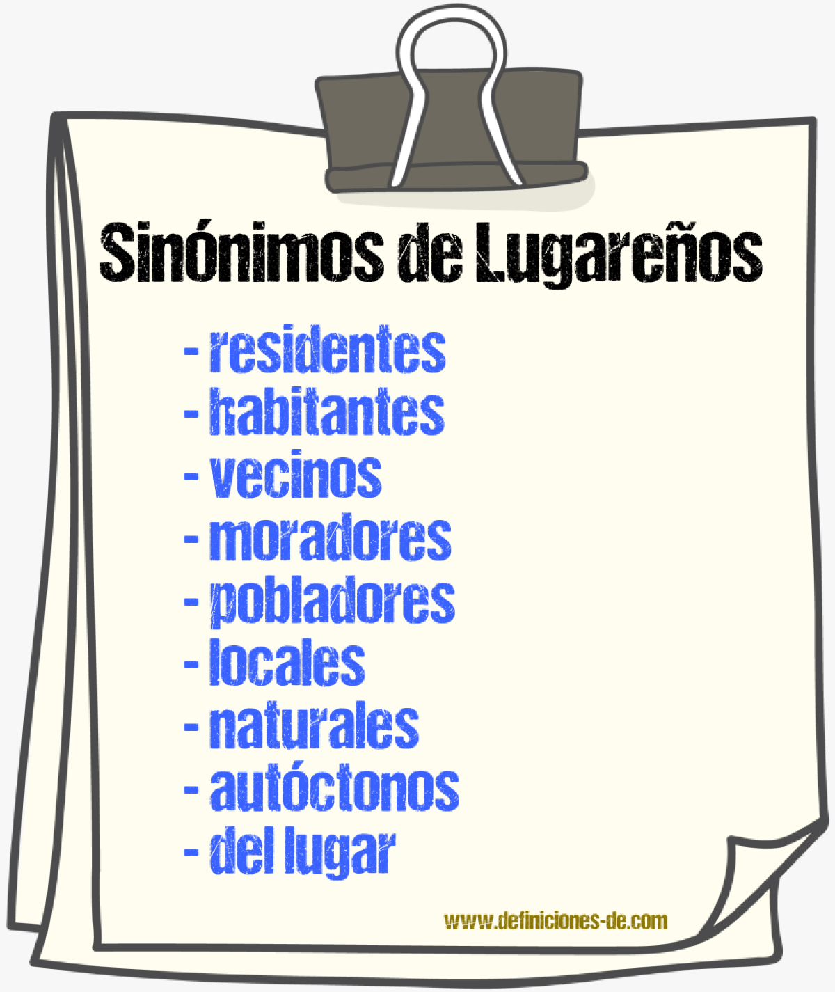 Sinónimos de lugareños
