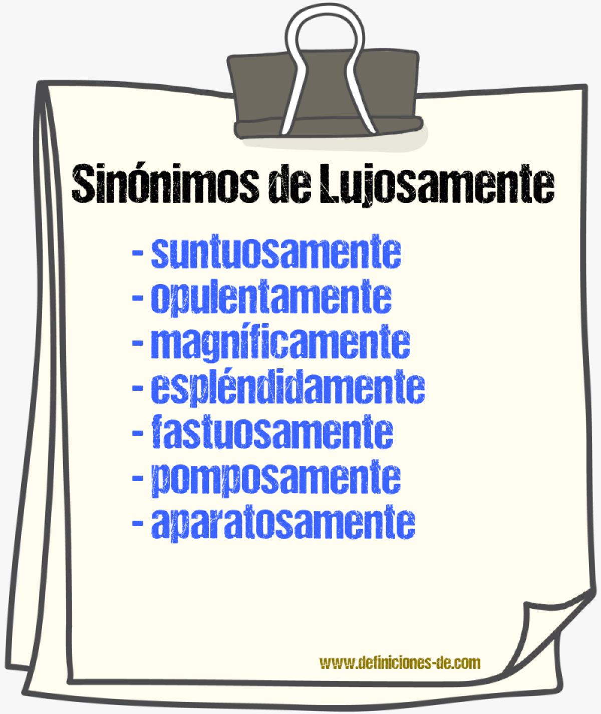 Sinónimos de lujosamente