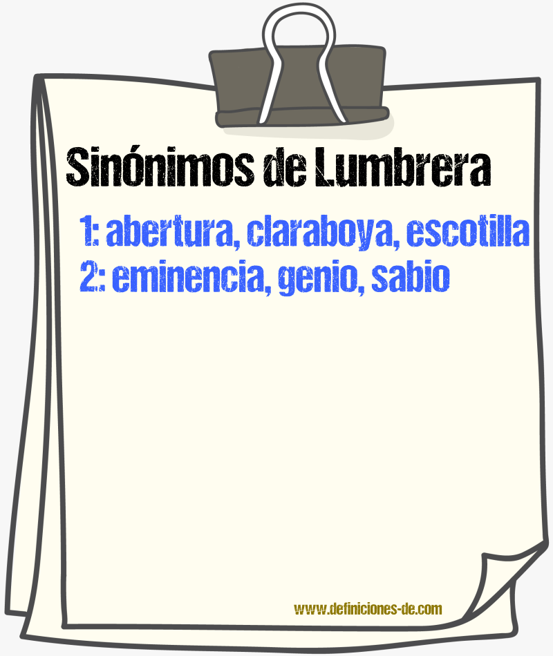 Sinnimos de lumbrera