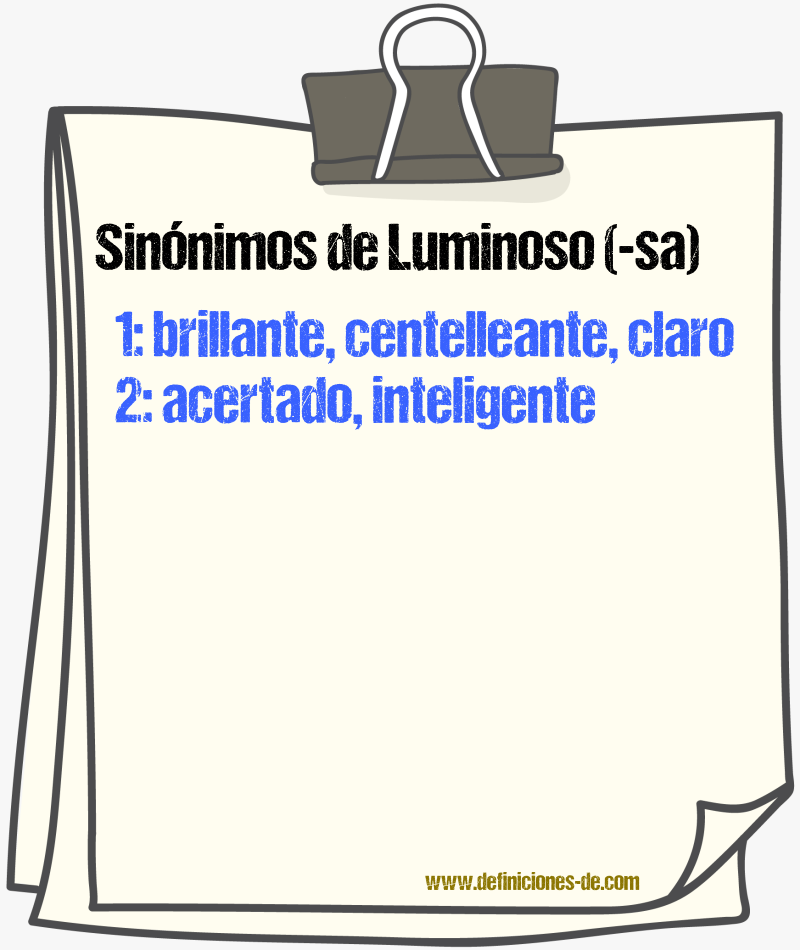 Sinnimos de luminoso