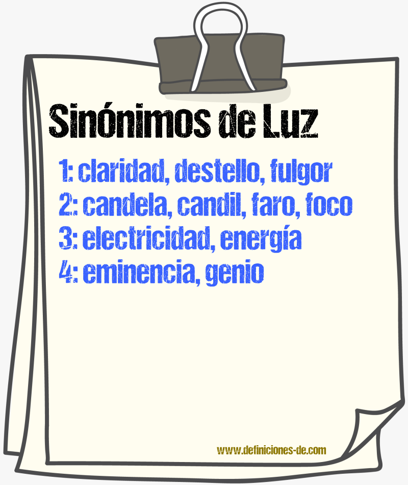 Sinnimos de luz