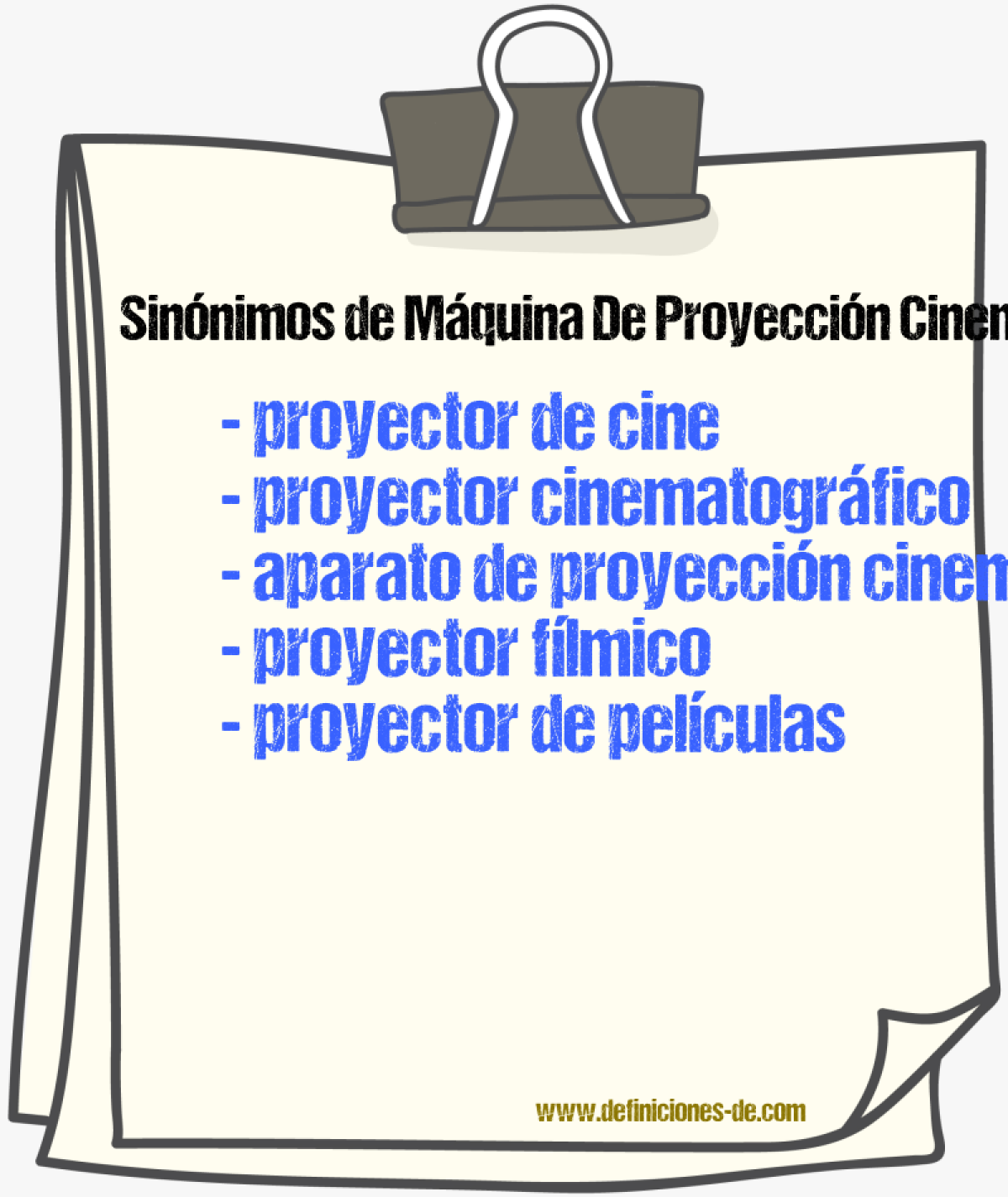 Sinónimos de máquina de proyección cinematográfica
