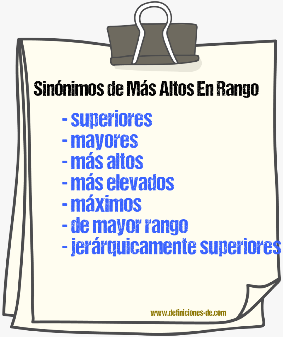 Sinónimos de más altos en rango