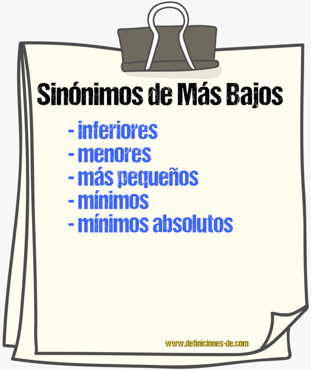 Sinónimos de más bajos