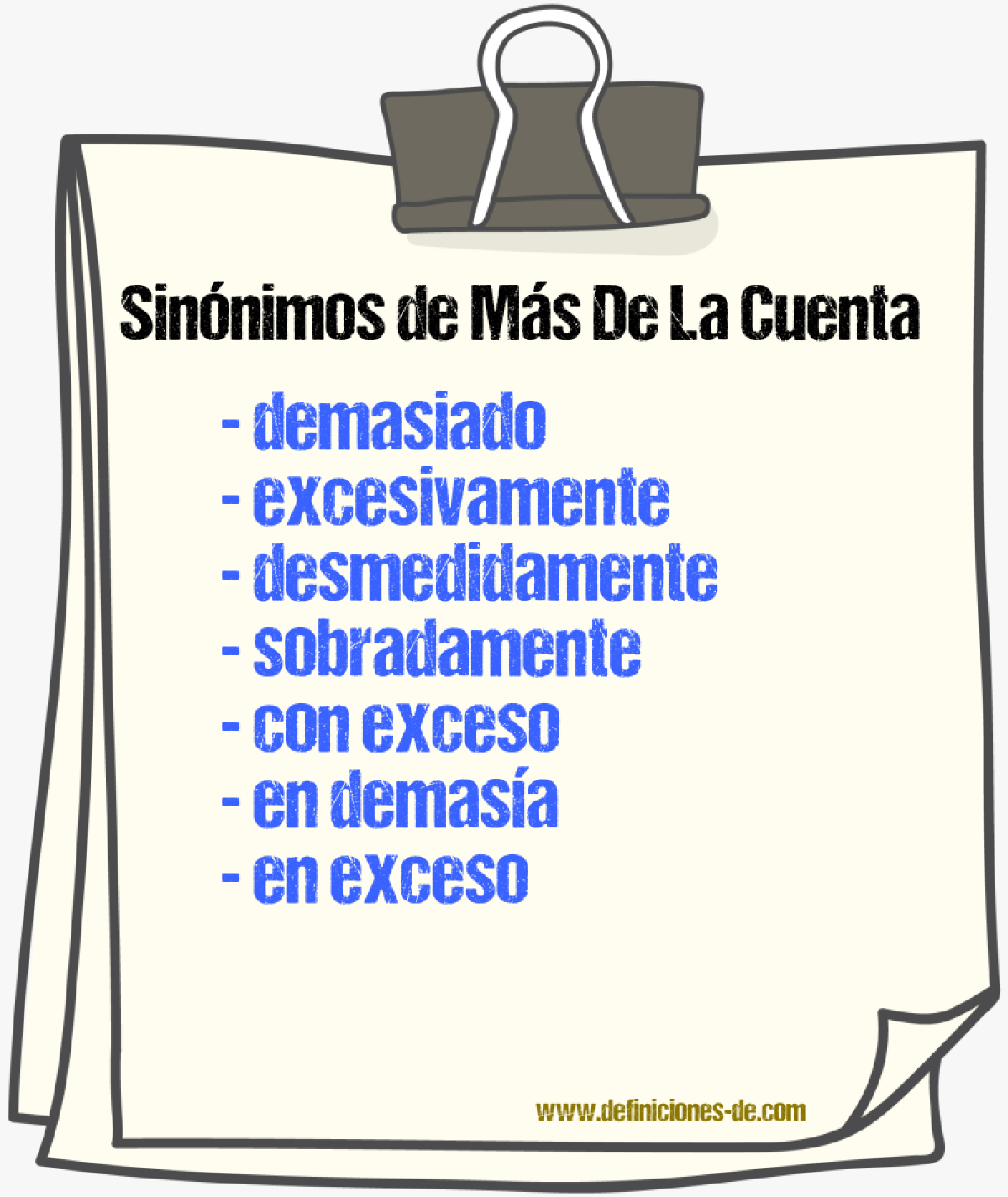 Sinónimos de más de la cuenta