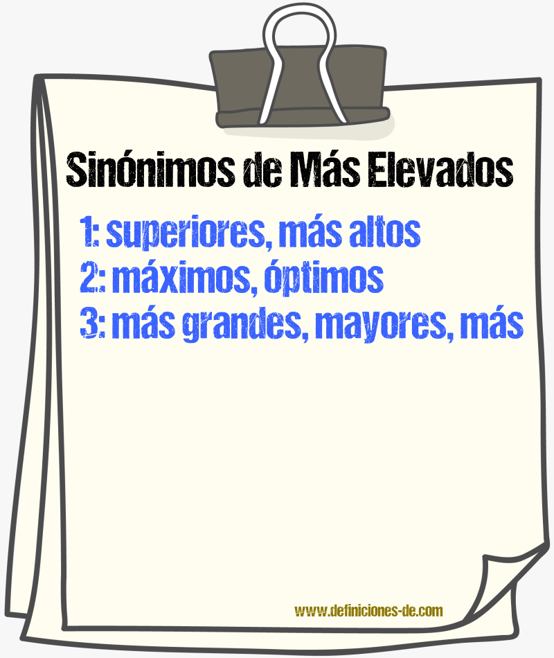 Sinónimos de más elevados