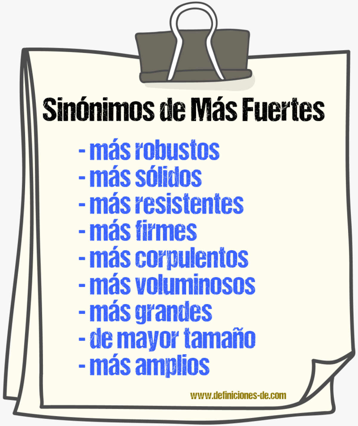 Sinónimos de más fuertes