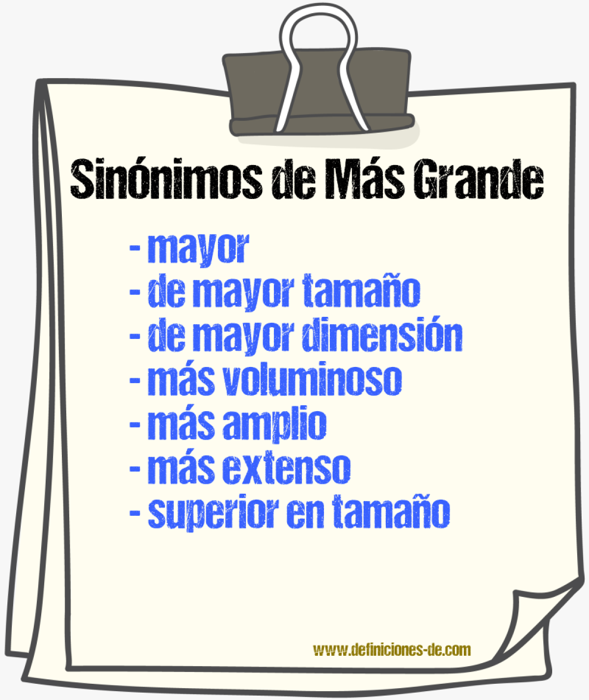 Sinónimos de más grande