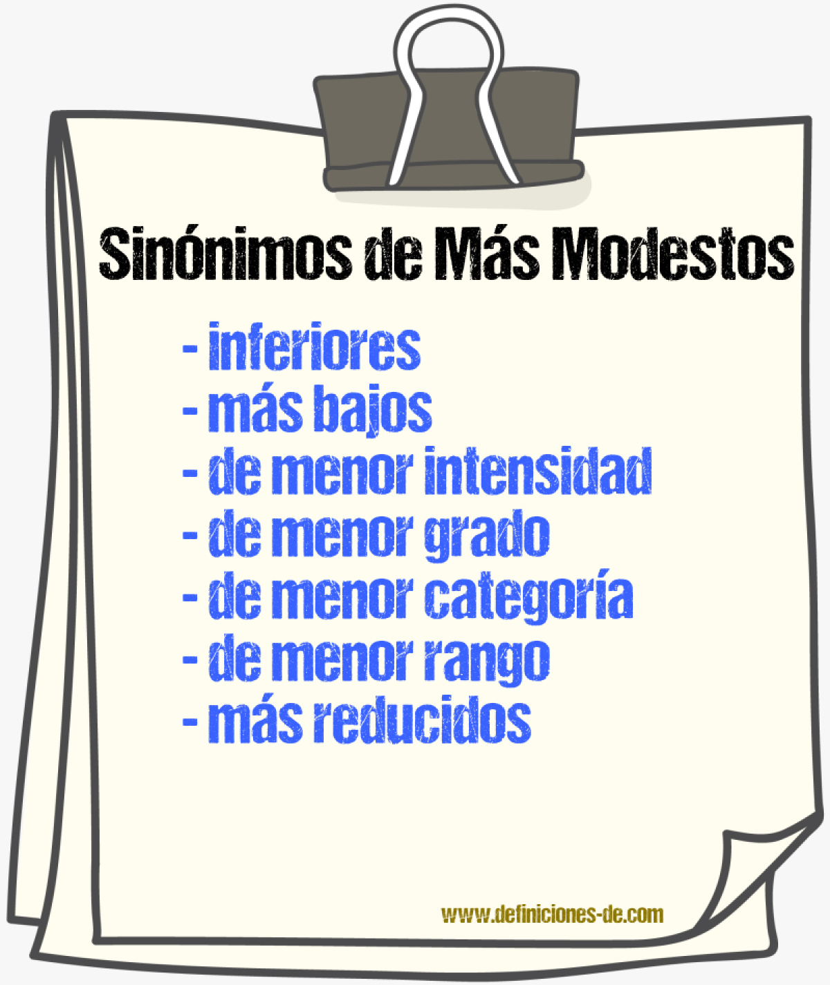 Sinónimos de más modestos