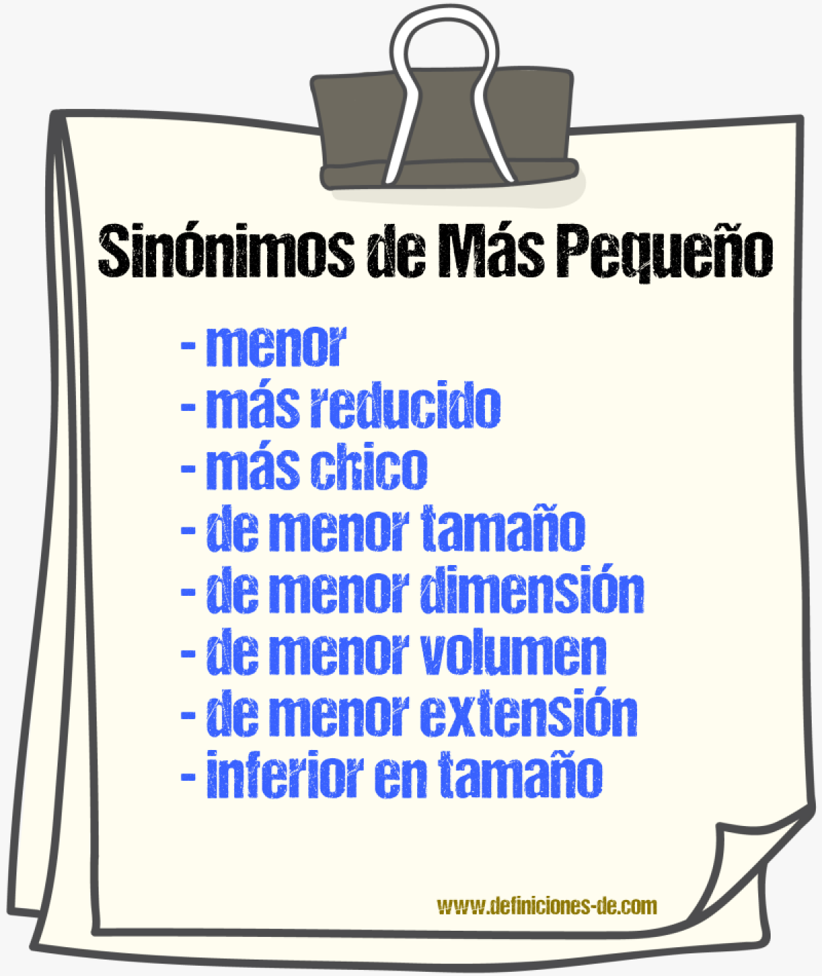Sinónimos de más pequeño