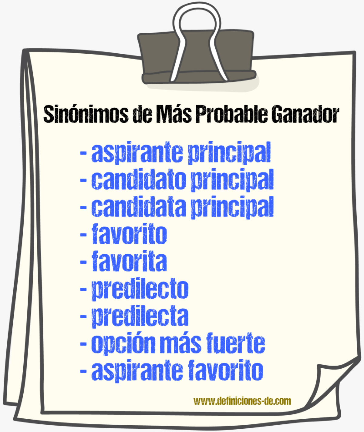 Sinónimos de más probable ganador