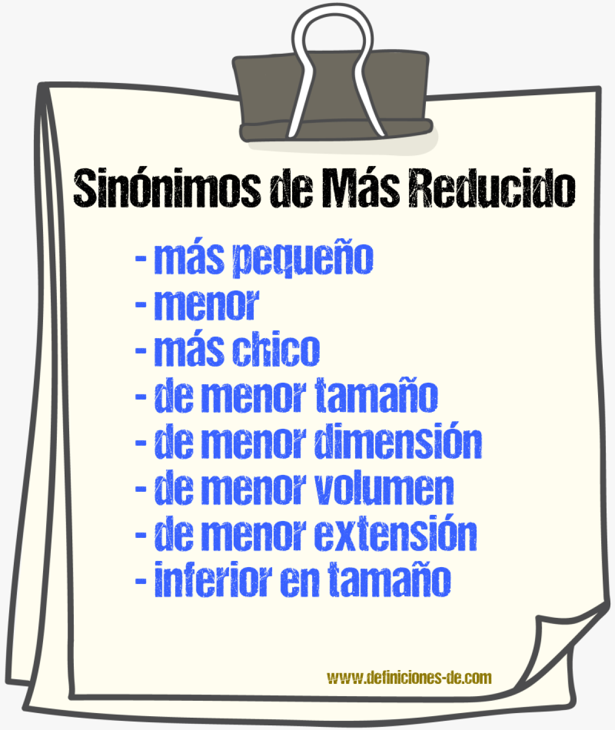 Sinónimos de más reducido