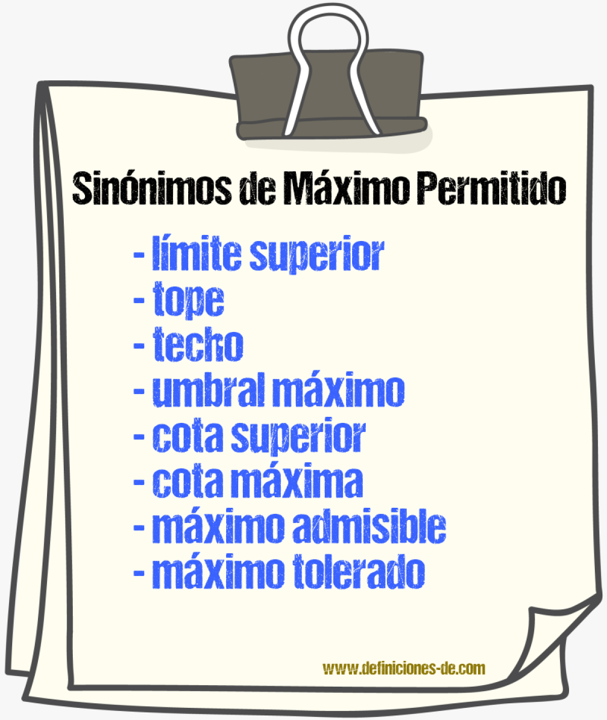 Sinónimos de máximo permitido