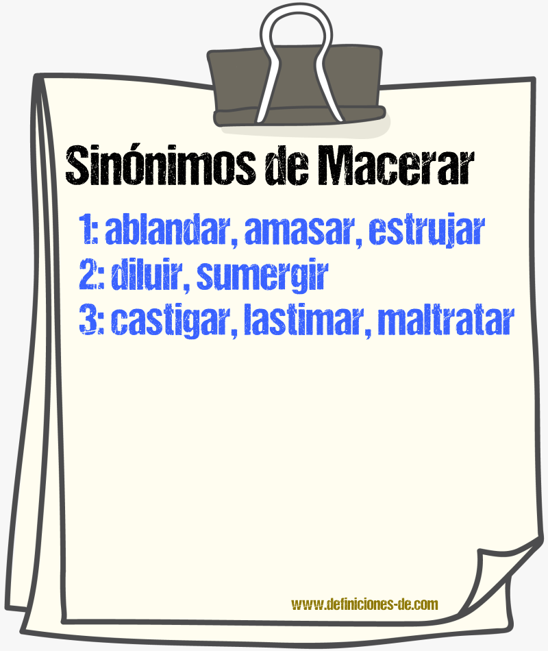 Sinnimos de macerar