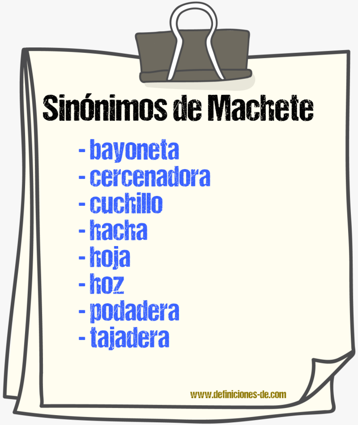 Sinnimos de machete