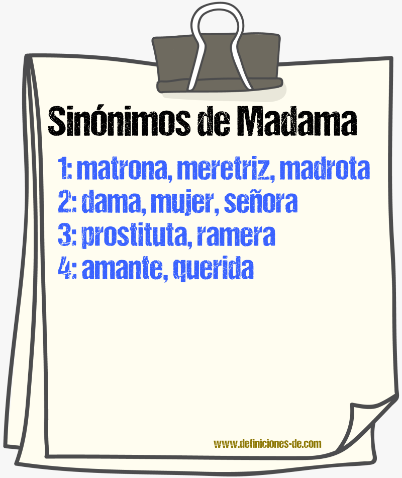 Sinnimos de madama