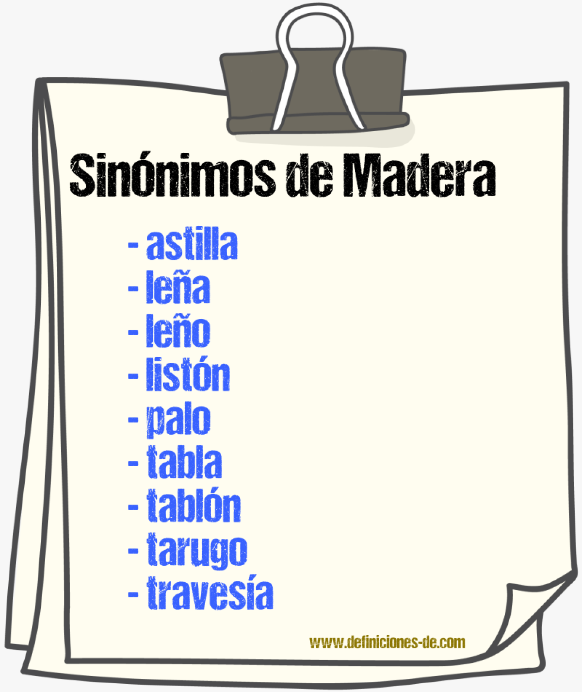 Sinnimos de madera