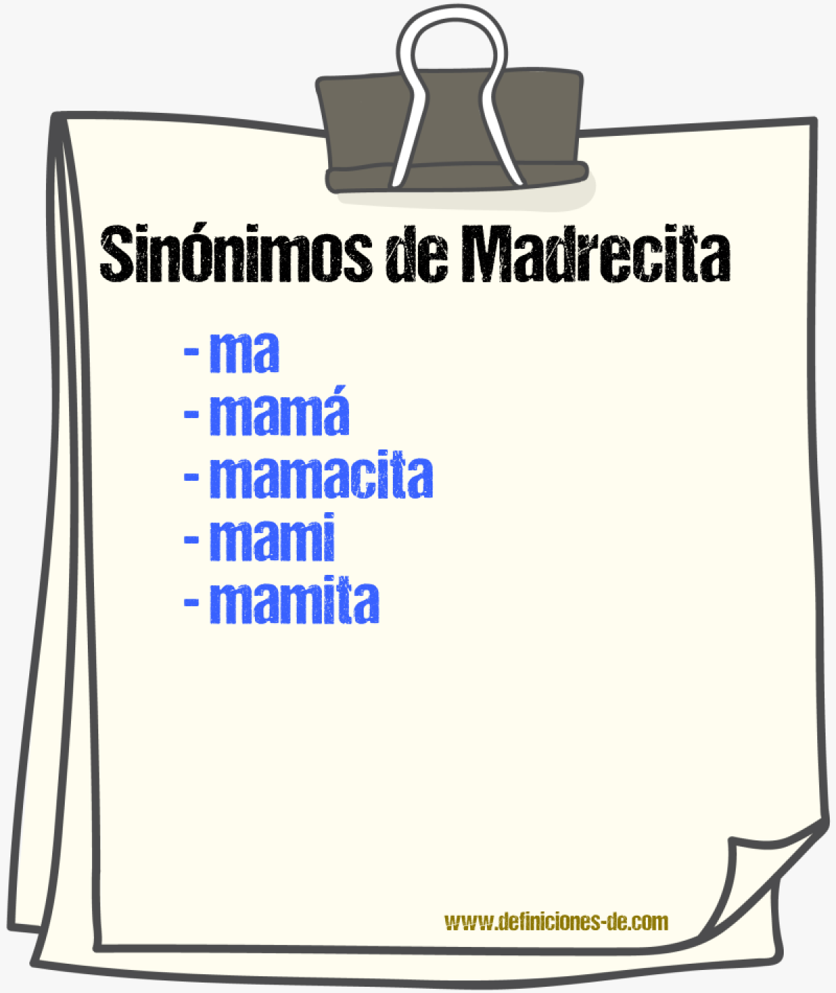 Sinnimos de madrecita