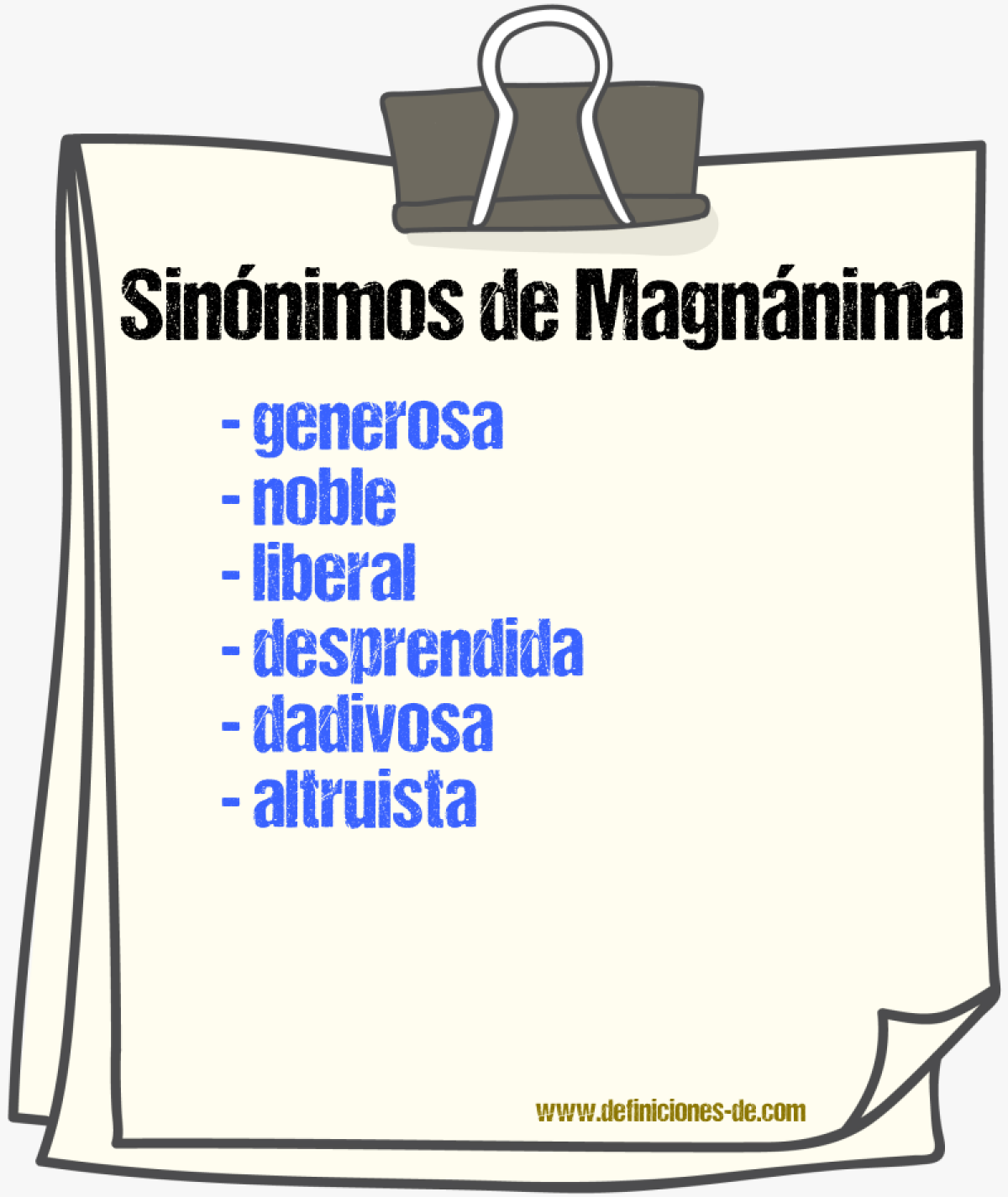 Sinónimos de magnánima