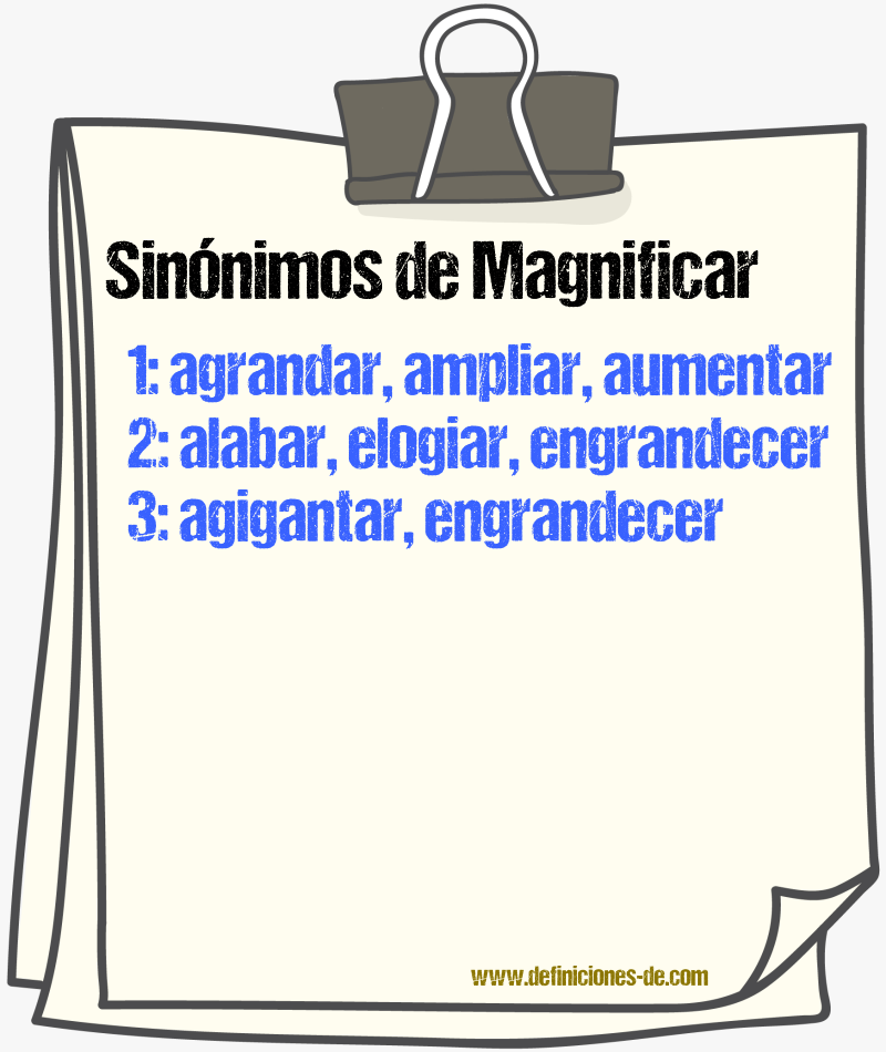 Sinnimos de magnificar