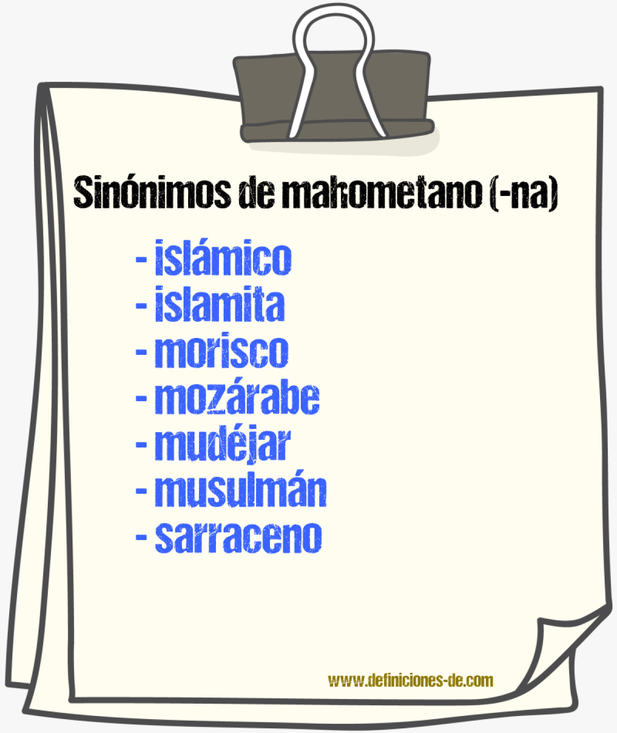 Sinnimos de mahometano