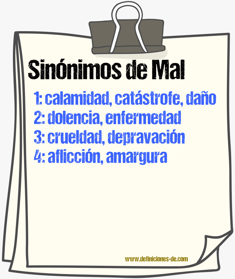 Sinnimos de mal