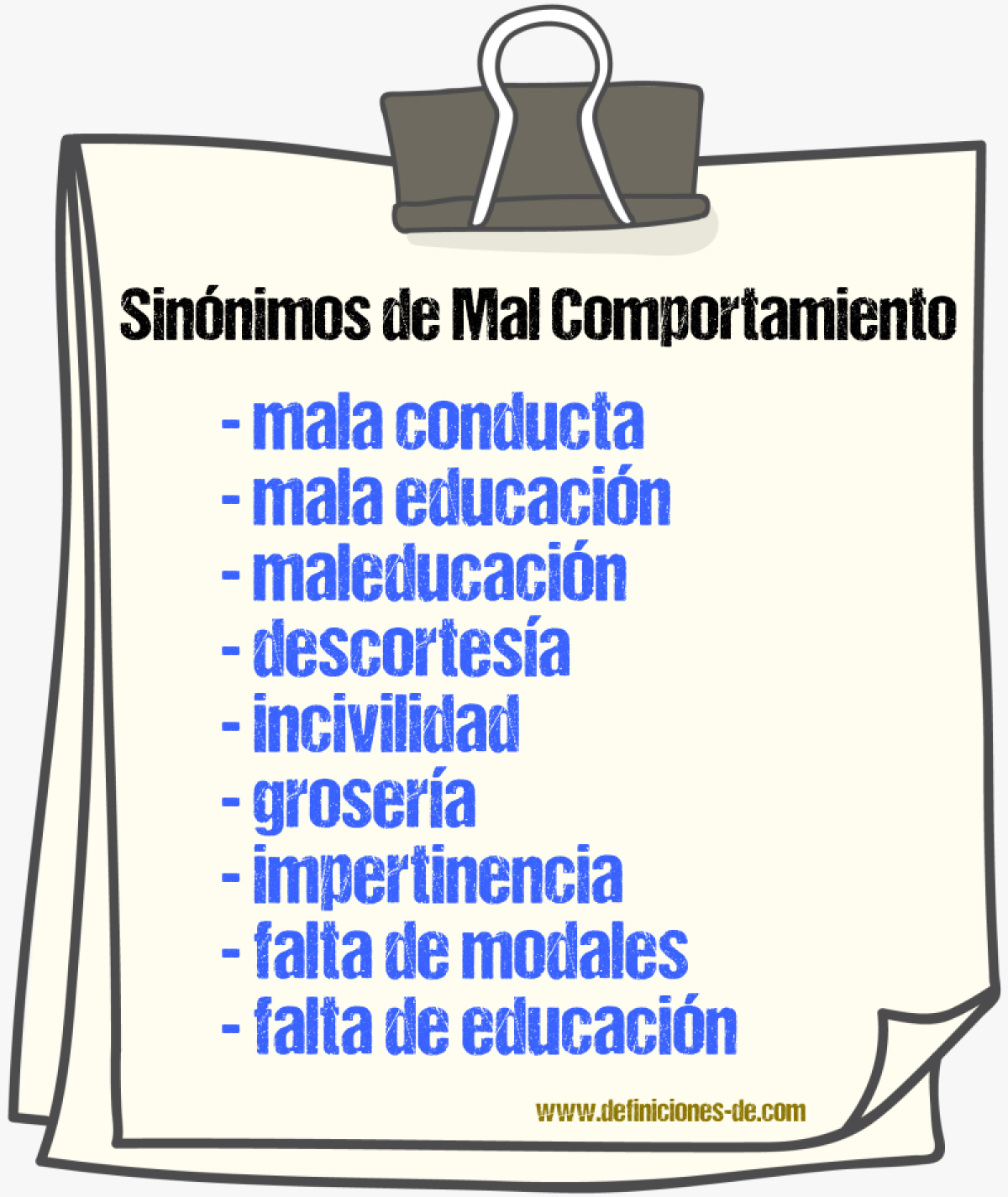 Sinónimos de mal comportamiento