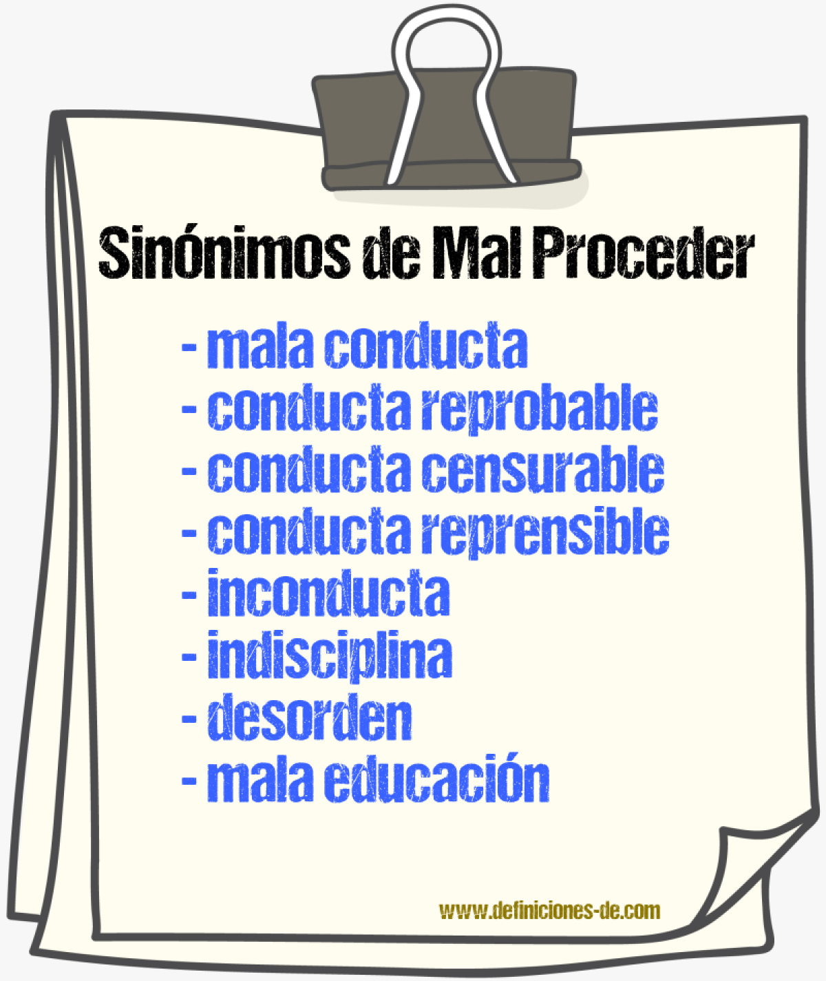 Sinónimos de mal proceder
