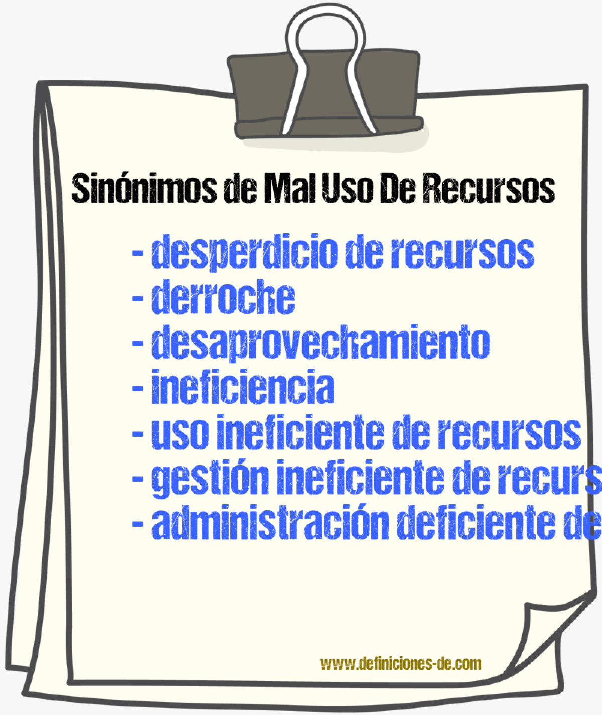 Sinónimos de mal uso de recursos