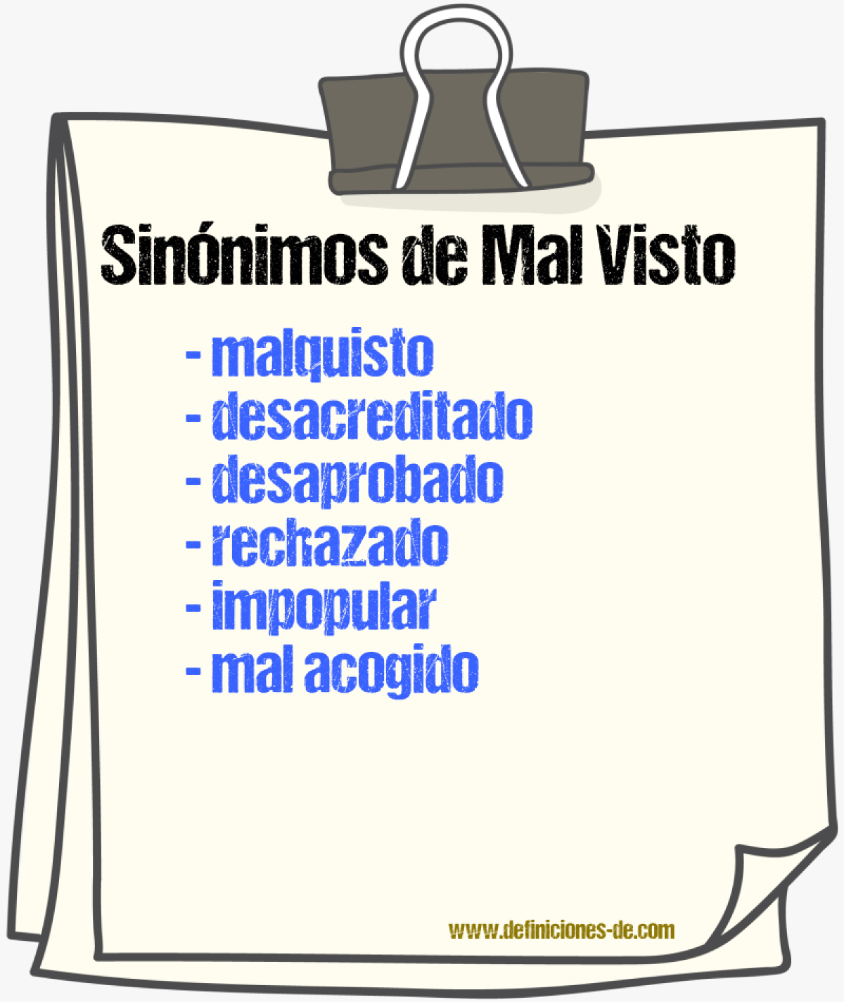 Sinónimos de mal visto