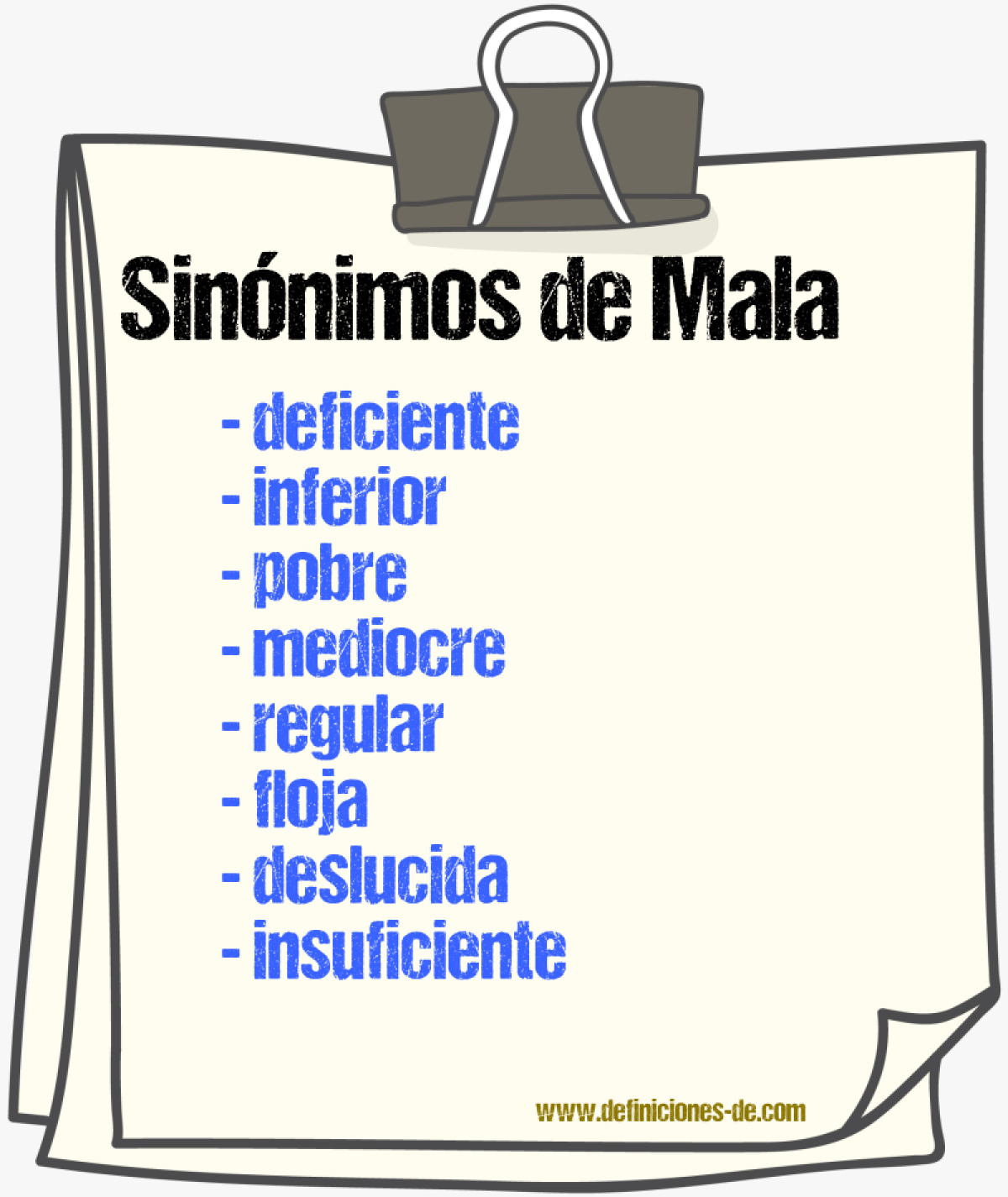 Sinónimos de mala