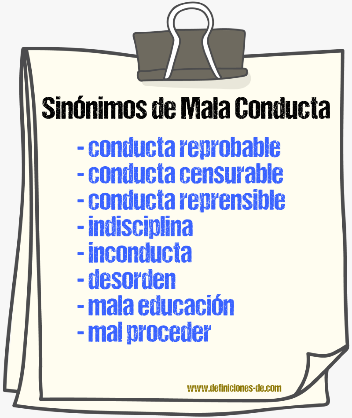 Sinónimos de mala conducta