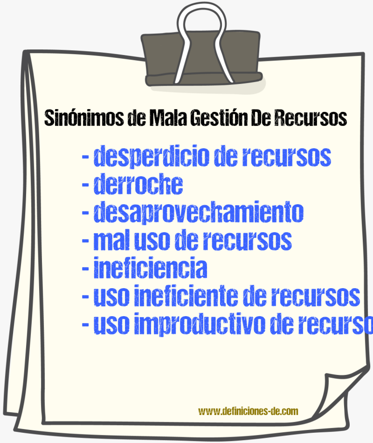 Sinónimos de mala gestión de recursos