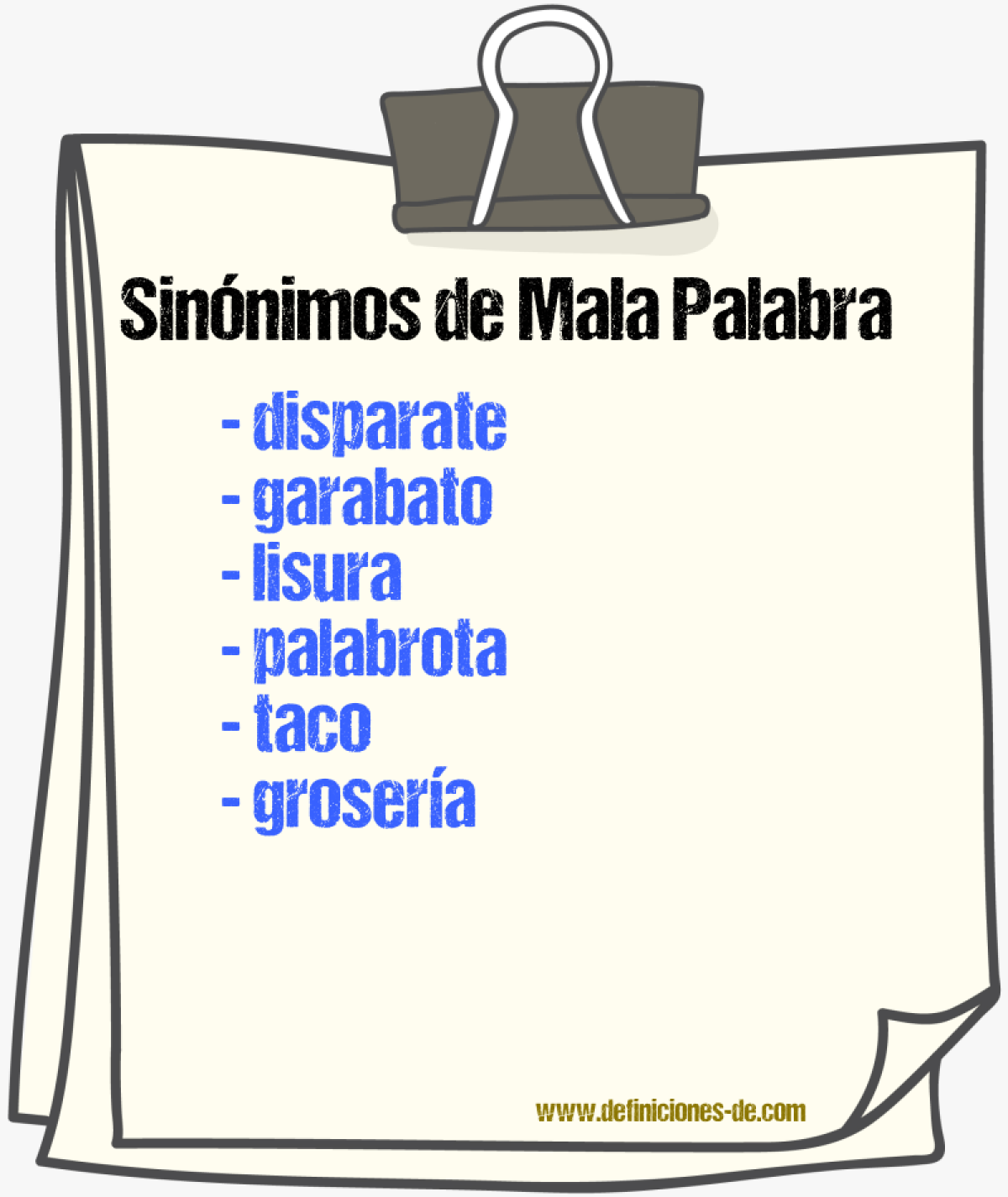 Sinnimos de mala palabra