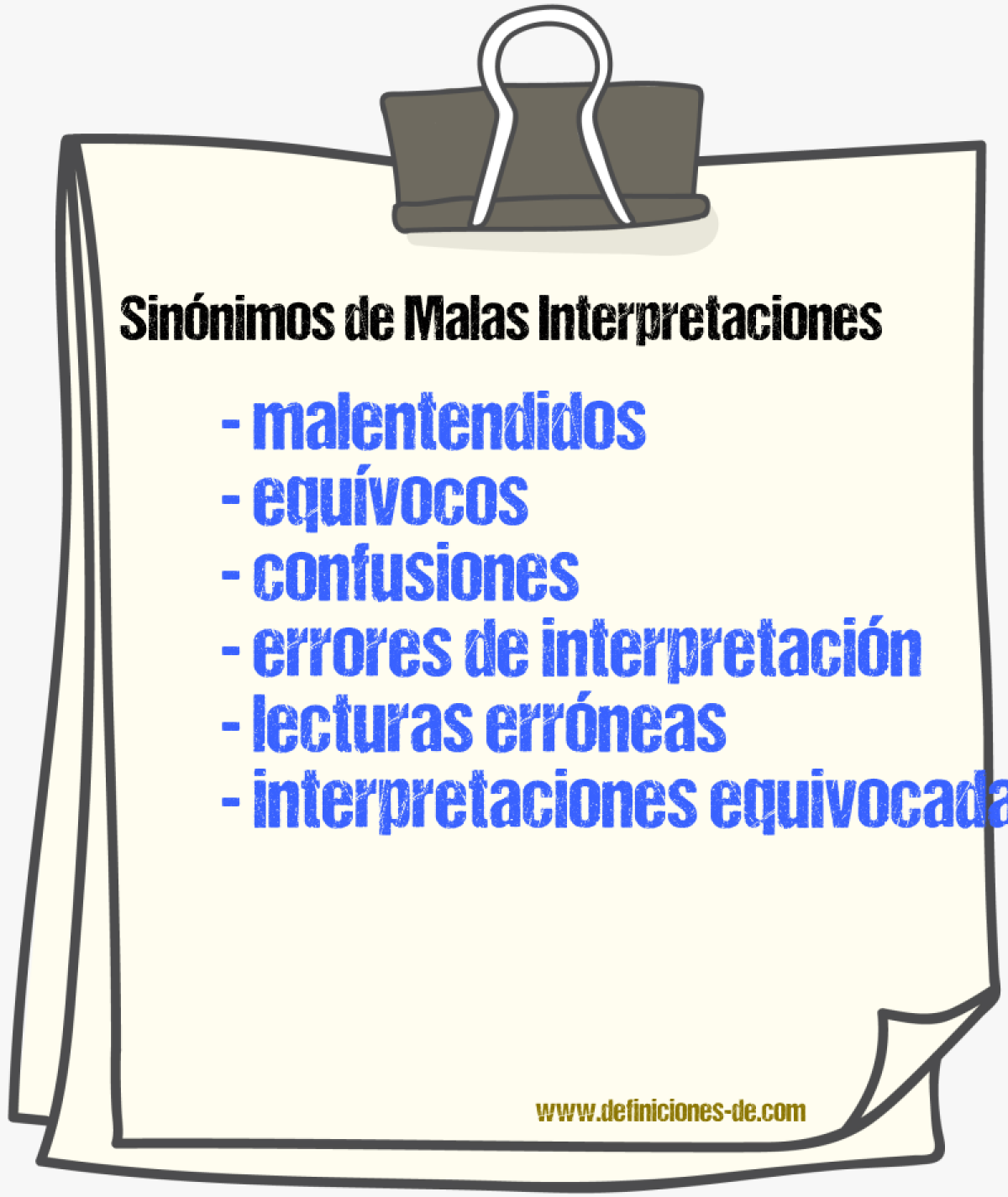 Sinónimos de malas interpretaciones