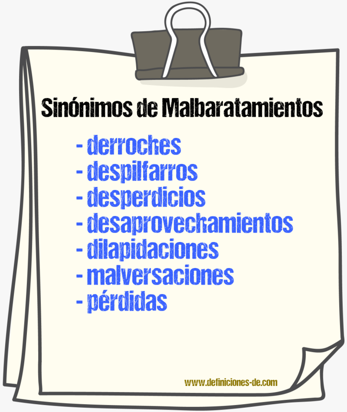 Sinónimos de malbaratamientos