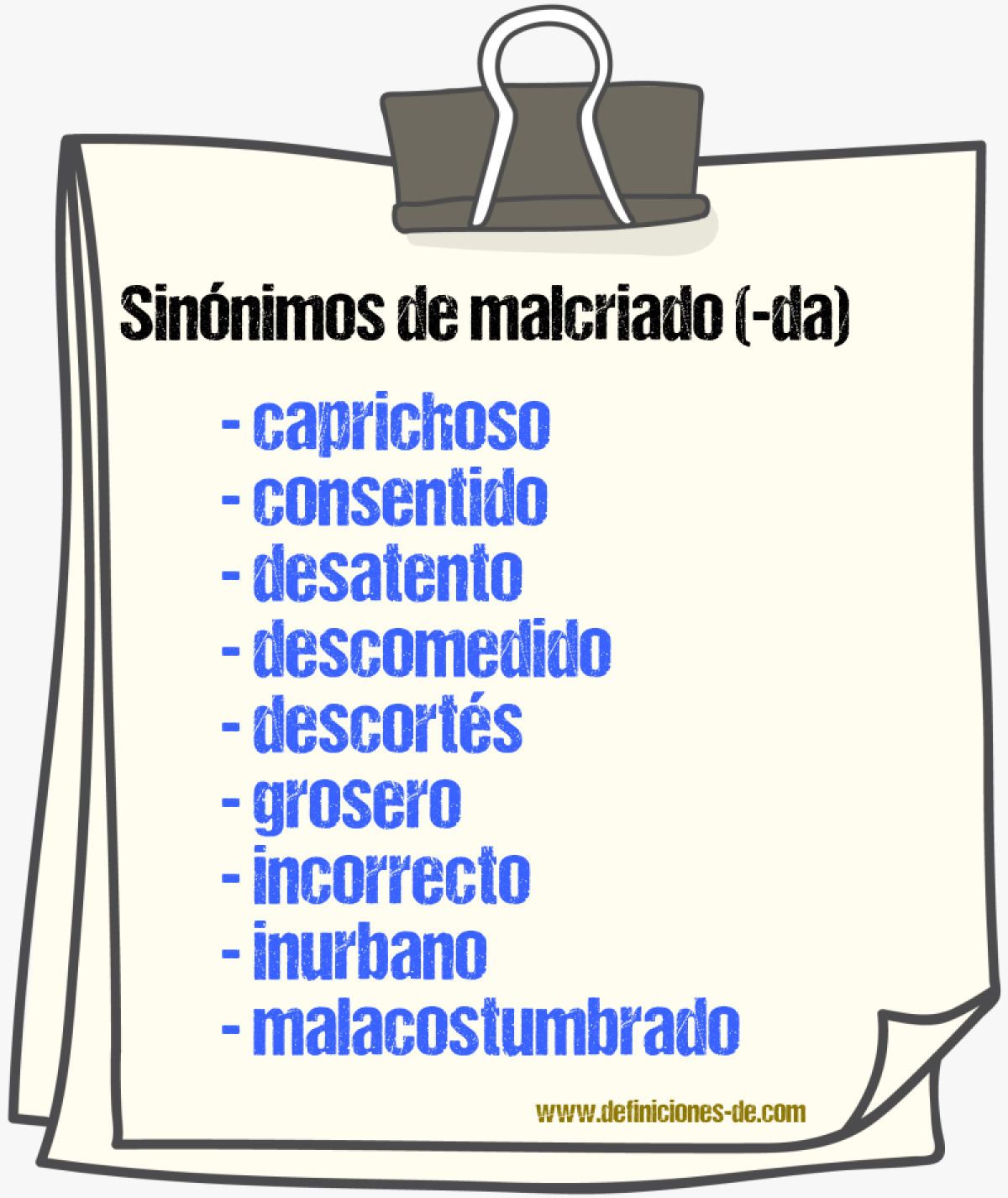 Sinnimos de malcriado