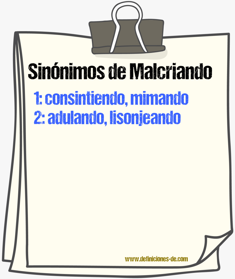 Sinónimos de malcriando