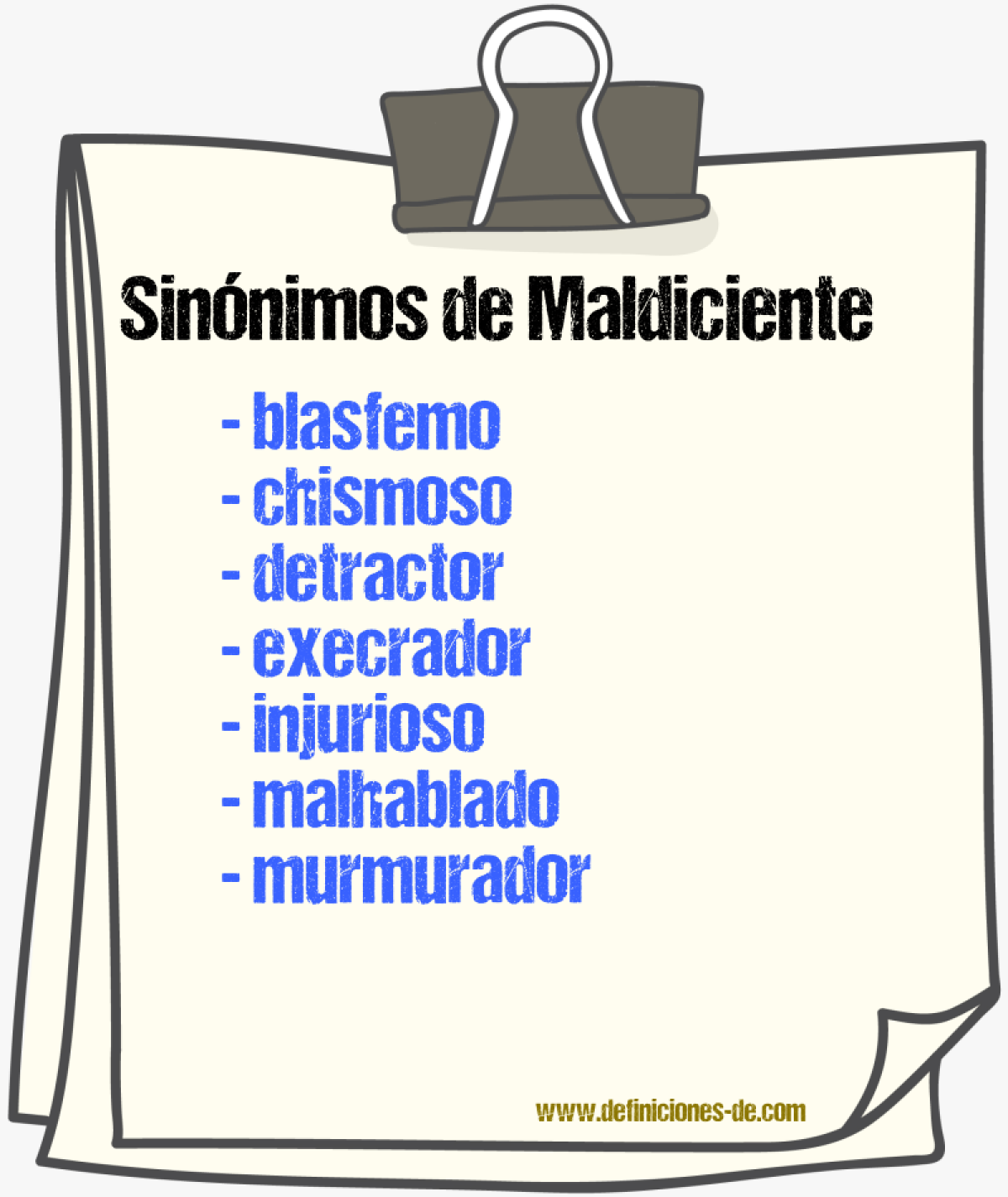 Sinnimos de maldiciente